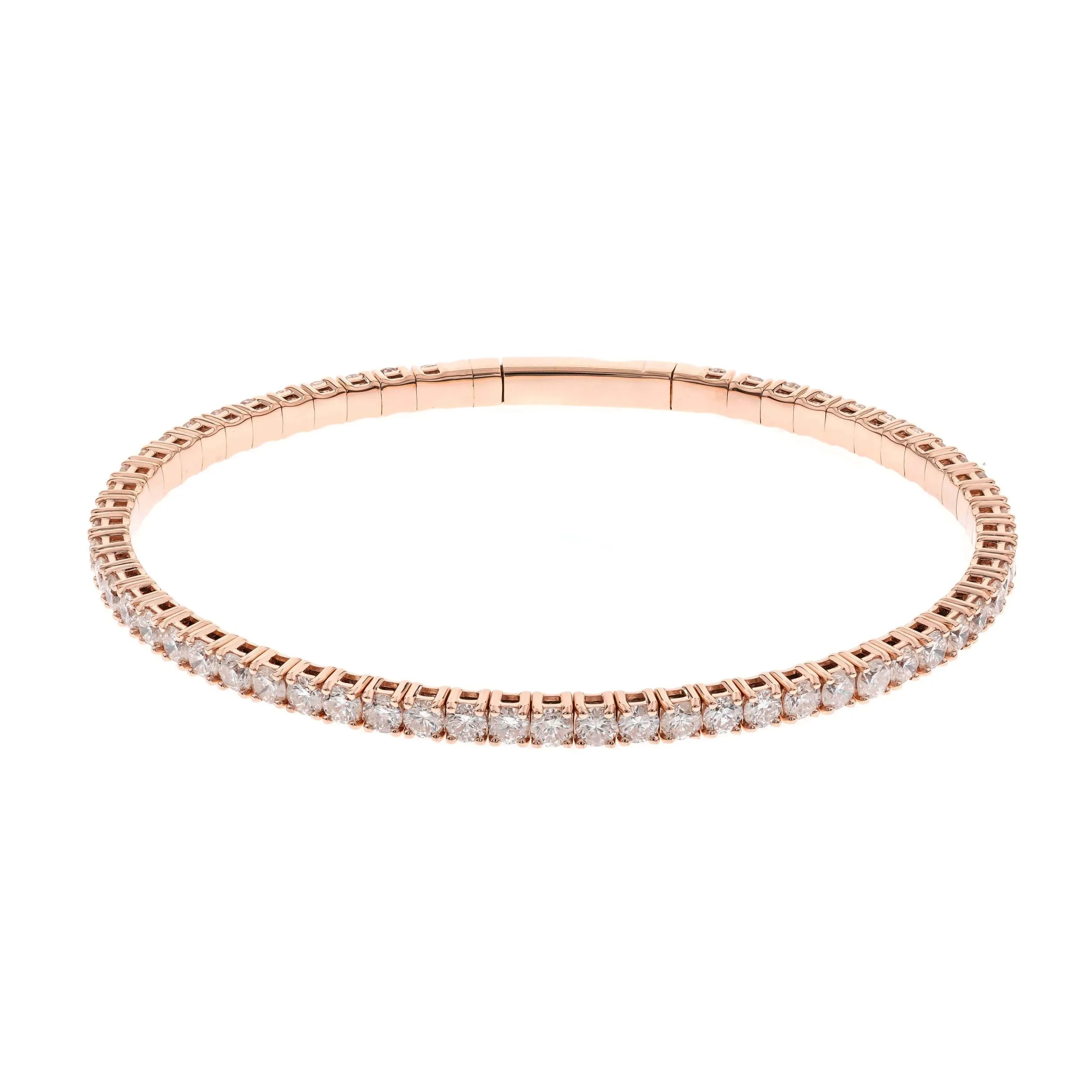 14k Rose Gold Flexible Diamond Bangle, 2.28CTW
