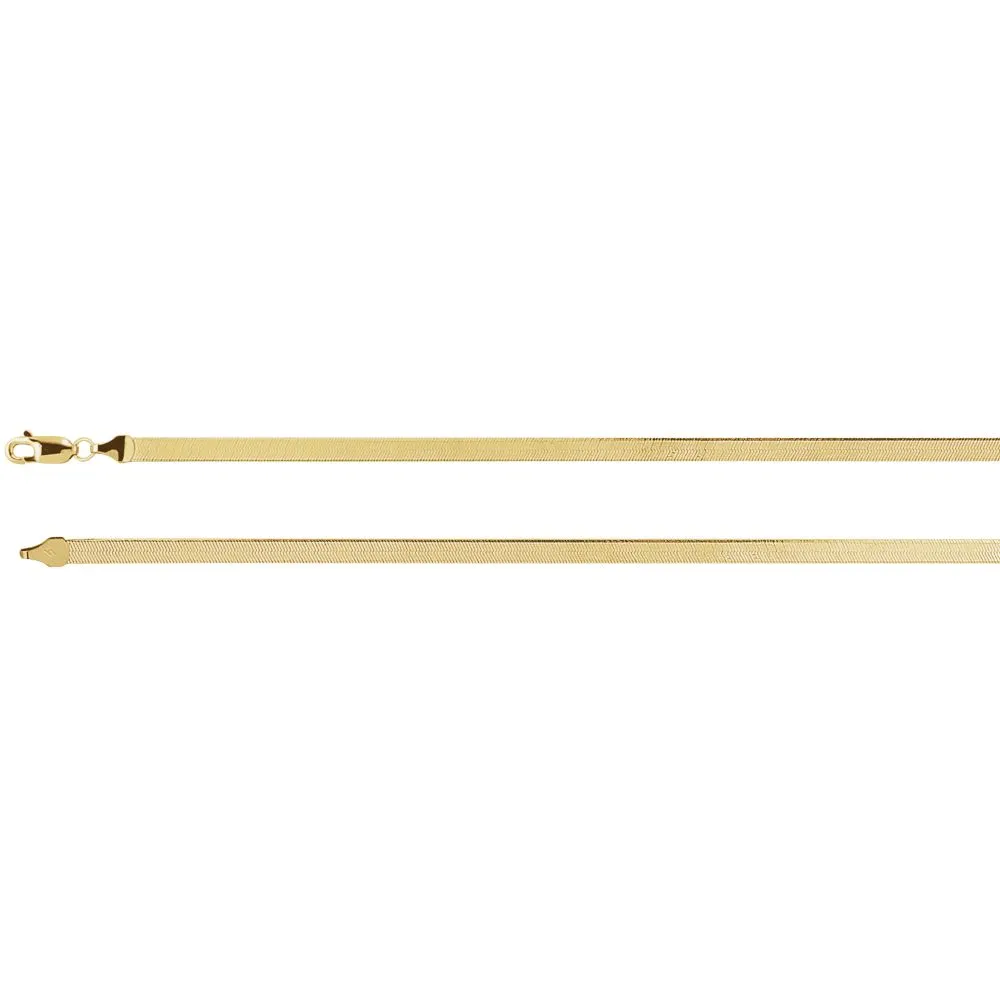 14k Yellow Gold 3.8mm Solid Flexible Herringbone 24" Chain