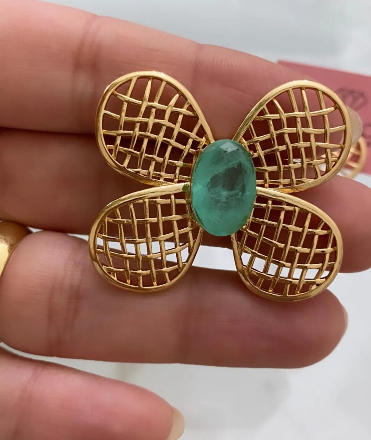 18K Gold Plated Fusion Tourmaline Butterfly Earring