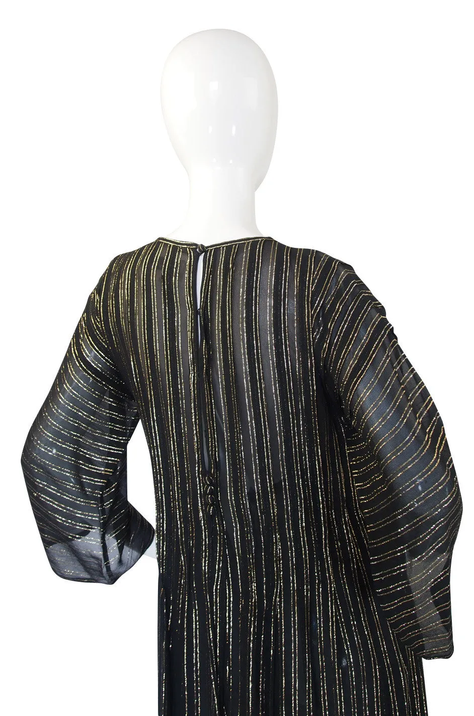 1970s Malcolm Starr Gold Thread Caftan Dress
