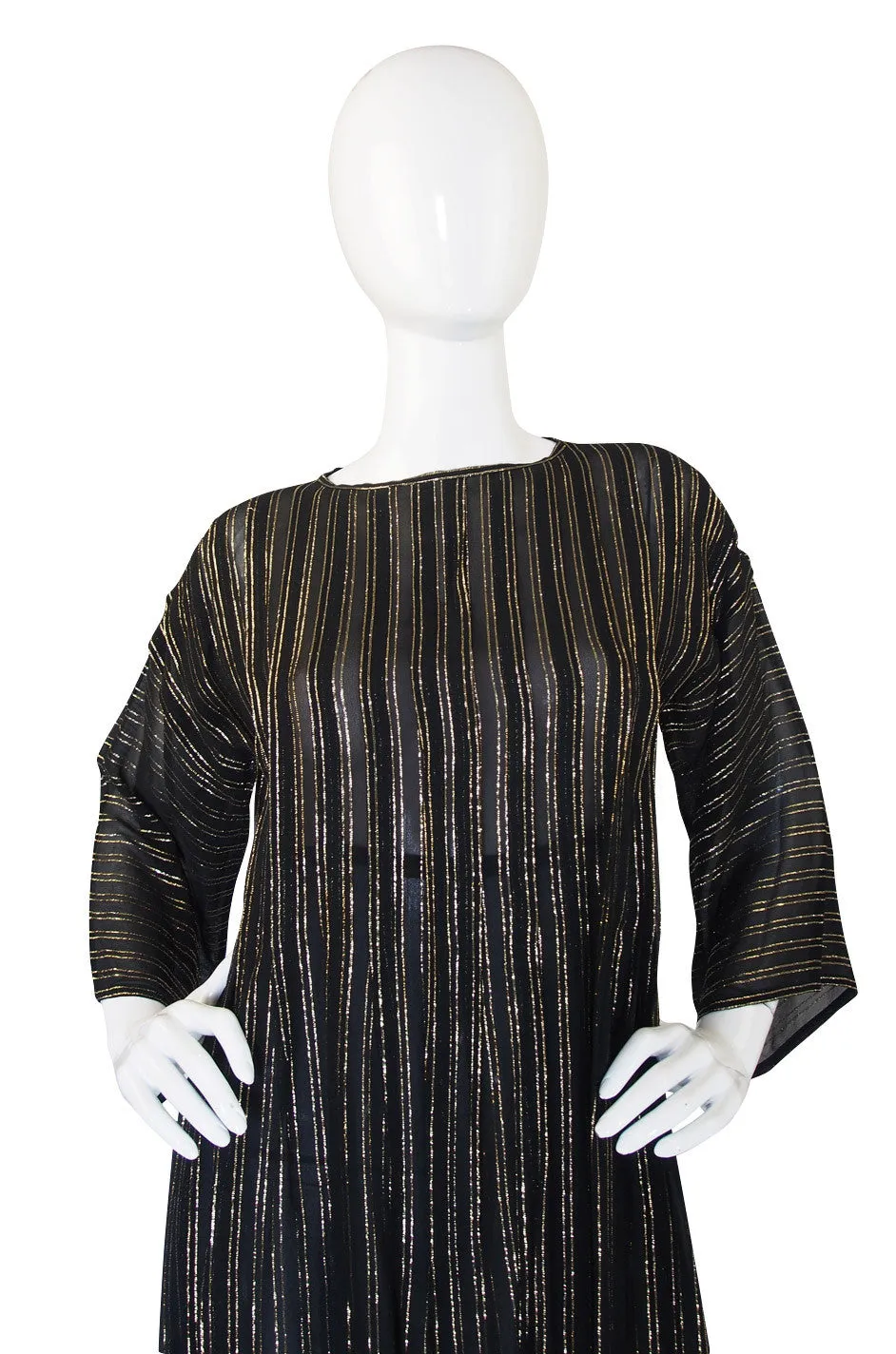 1970s Malcolm Starr Gold Thread Caftan Dress
