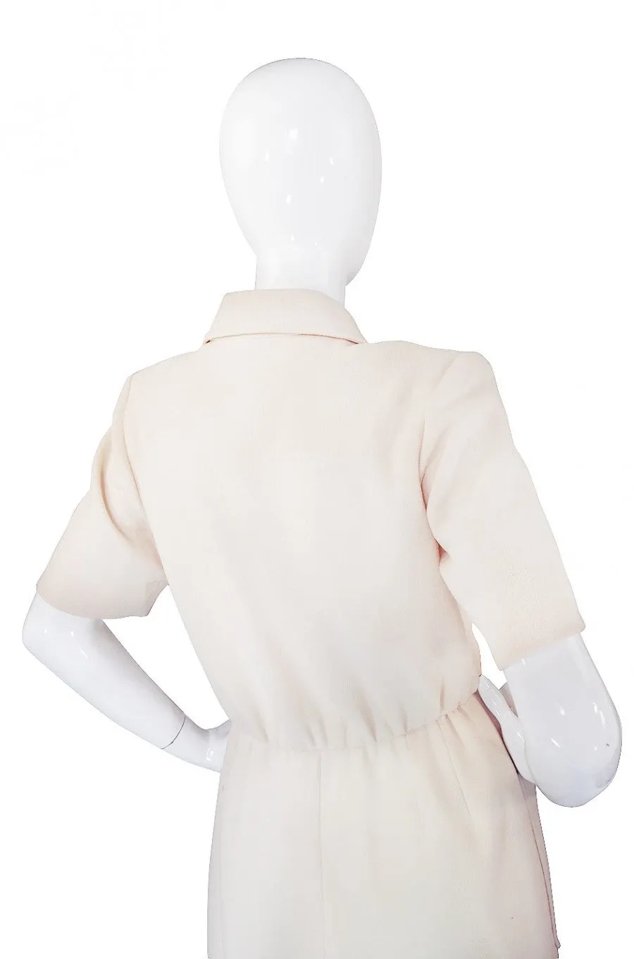 1980s Yves Saint Laurent Cream Day Dress