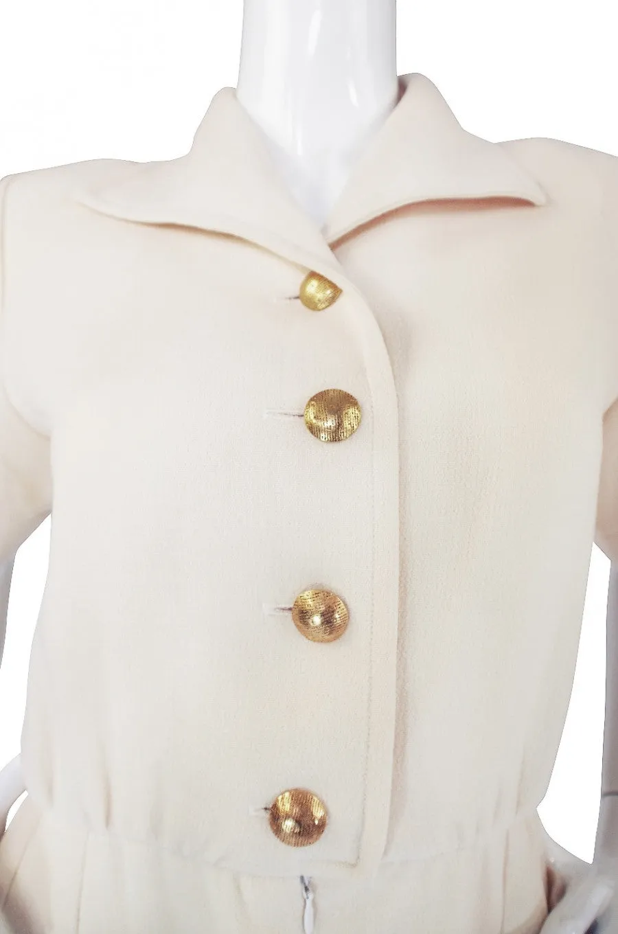 1980s Yves Saint Laurent Cream Day Dress