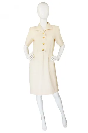 1980s Yves Saint Laurent Cream Day Dress