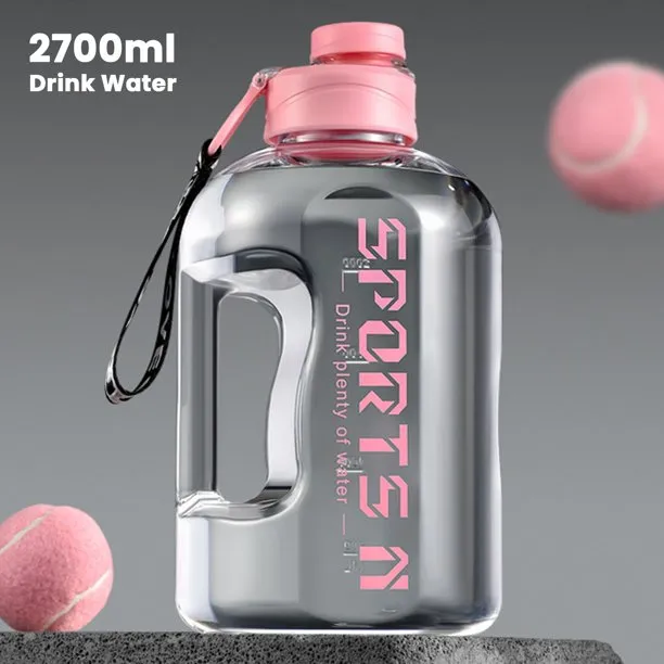 2.7L Large Capacity Sports Fitness Water Bottle w/ Handle Strap