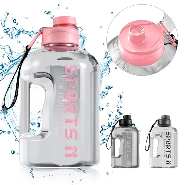 2.7L Large Capacity Sports Fitness Water Bottle w/ Handle Strap