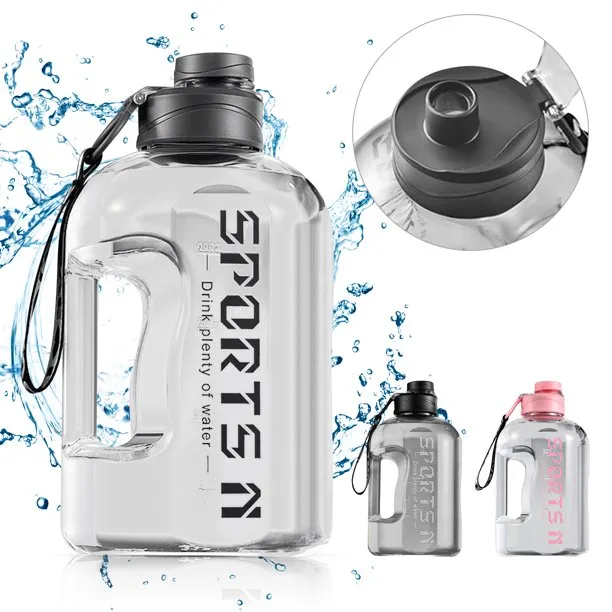 2.7L Large Capacity Sports Fitness Water Bottle w/ Handle Strap