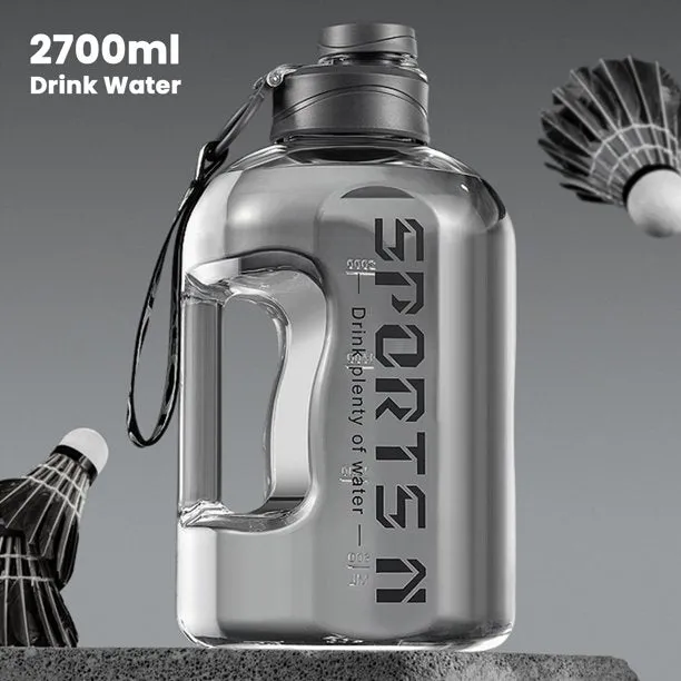 2.7L Large Capacity Sports Fitness Water Bottle w/ Handle Strap
