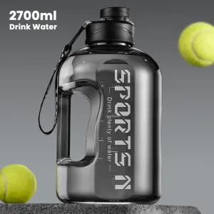 2.7L Large Capacity Sports Fitness Water Bottle w/ Handle Strap
