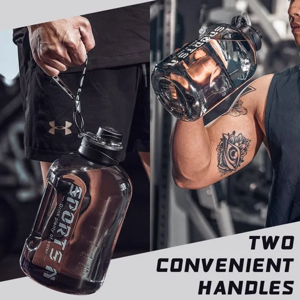 2.7L Large Capacity Sports Fitness Water Bottle w/ Handle Strap