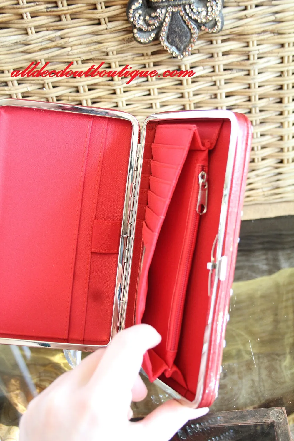ADO | Bling Dark Red Clutch Wallet