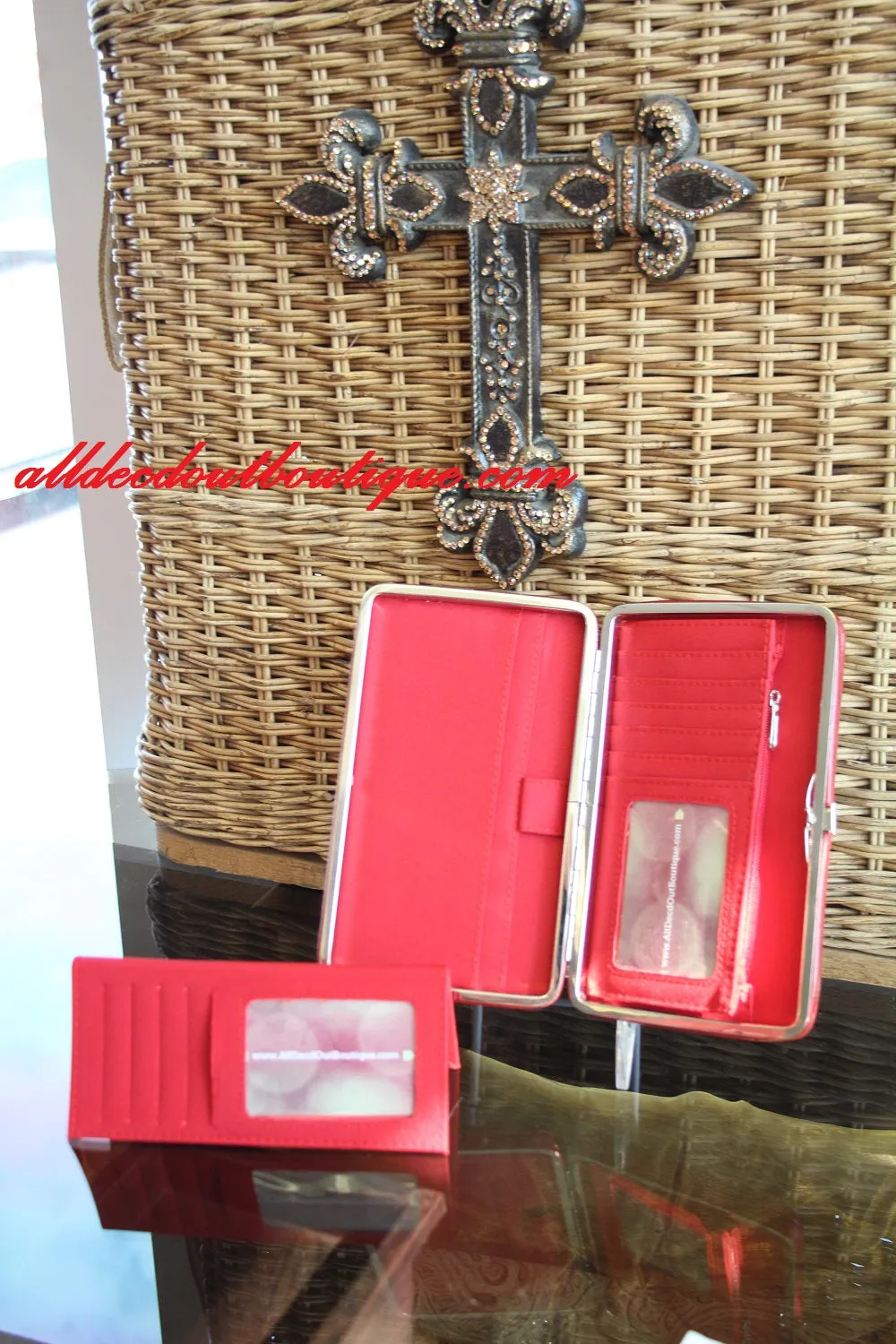 ADO | Bling Dark Red Clutch Wallet