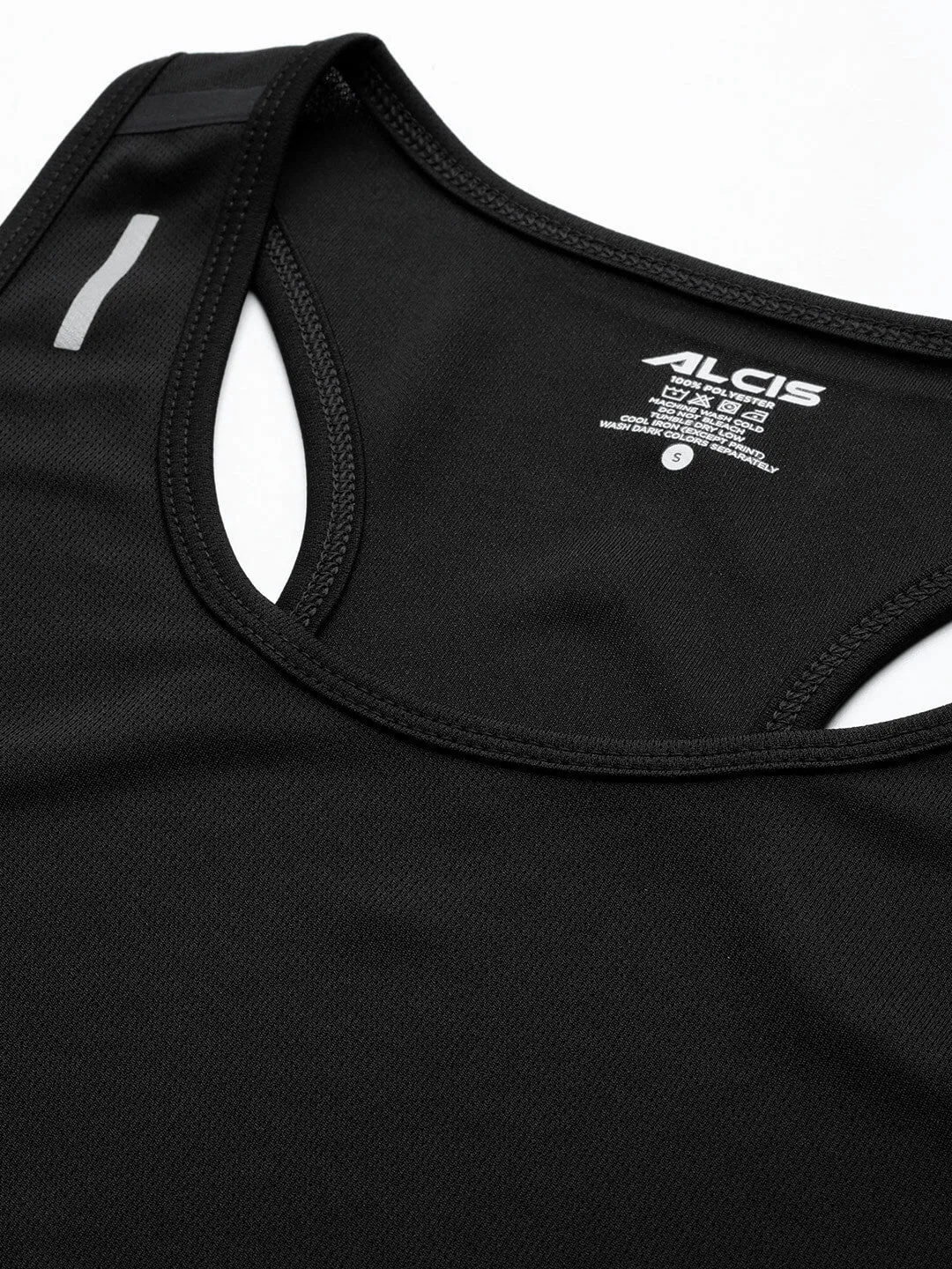 Alcis Women Black Dry Tech Slim Fit Training or Gym T-shirt