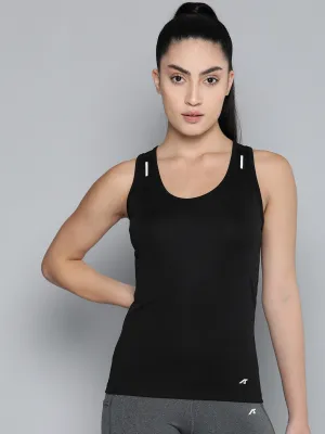 Alcis Women Black Dry Tech Slim Fit Training or Gym T-shirt