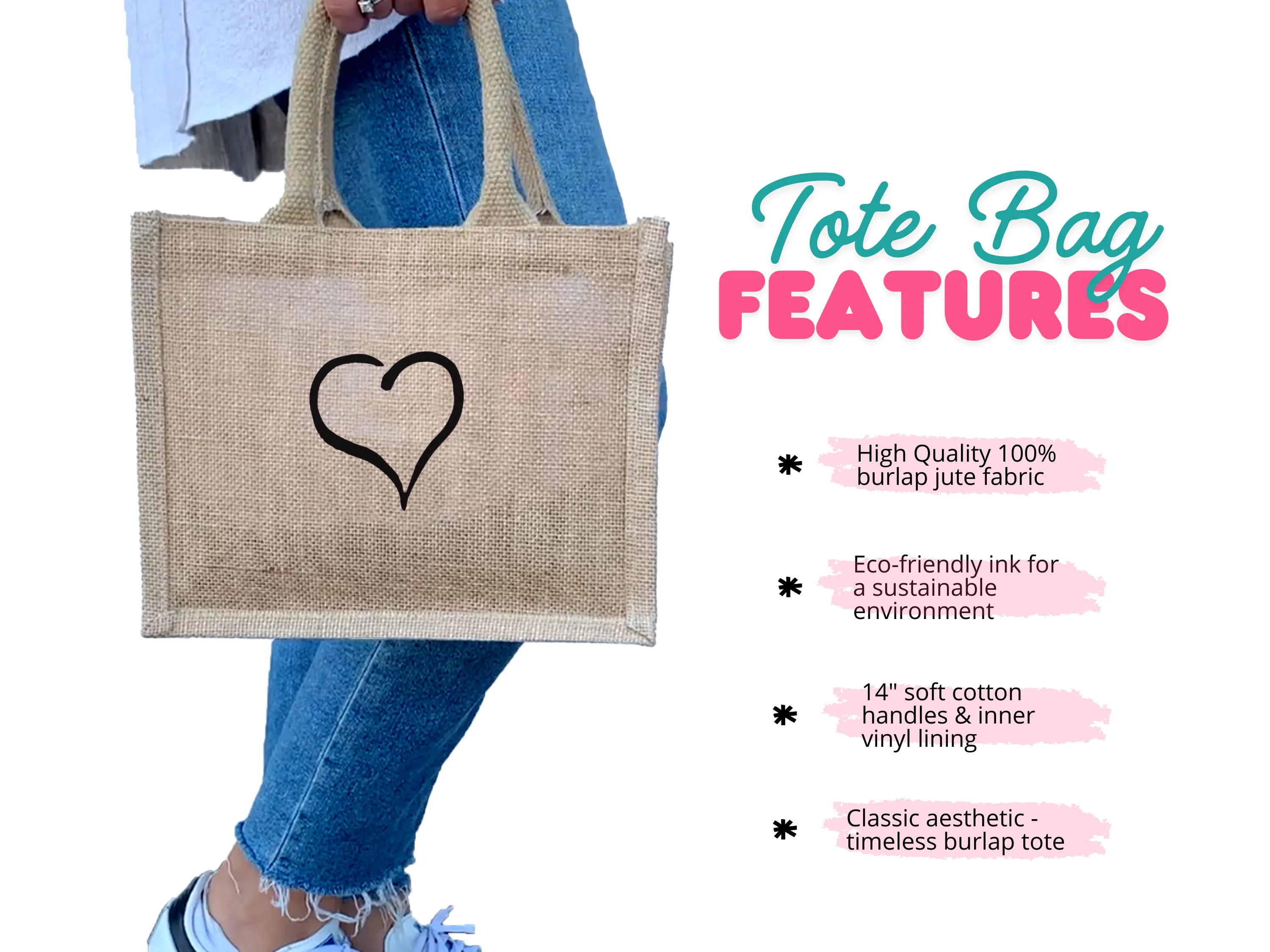 Alpha Xi Delta Heart and Sorority Letters Burlap Tote Bag