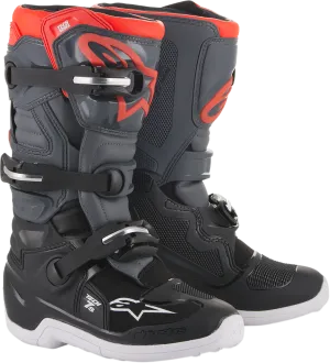 ALPINESTARS(MX) Tech 7S Boots - Dark Gray/Light Gray/Red Fluorescent