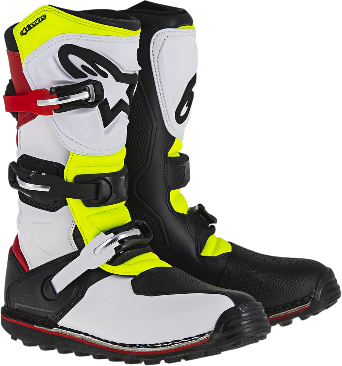 ALPINESTARS(MX) Tech-T Boots - White/Red/Yellow Fluorescent/Black