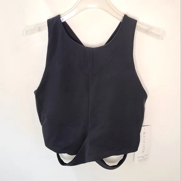 Athleta Conscious Cut Out Crop Top Sports Bra in Black Sz M D-DD NWT