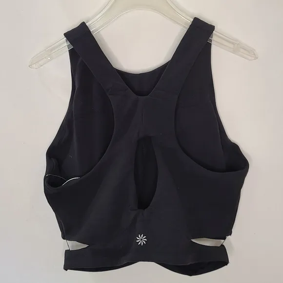 Athleta Conscious Cut Out Crop Top Sports Bra in Black Sz M D-DD NWT