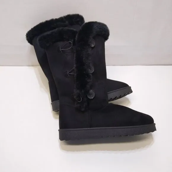 AVENUE Cloudwalkers 10W Rosalie #217404 Knee-High Boots Faux Fur Cozy Warmth Blk