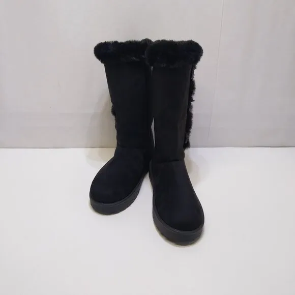 AVENUE Cloudwalkers 10W Rosalie #217404 Knee-High Boots Faux Fur Cozy Warmth Blk