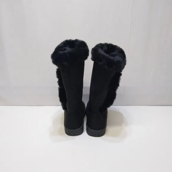 AVENUE Cloudwalkers 10W Rosalie #217404 Knee-High Boots Faux Fur Cozy Warmth Blk