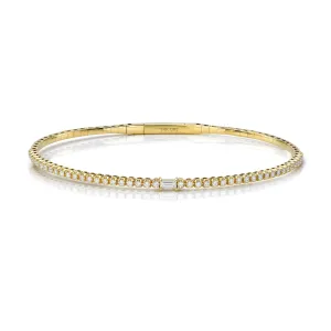 Baguette and Round Diamond Flexible Bangle