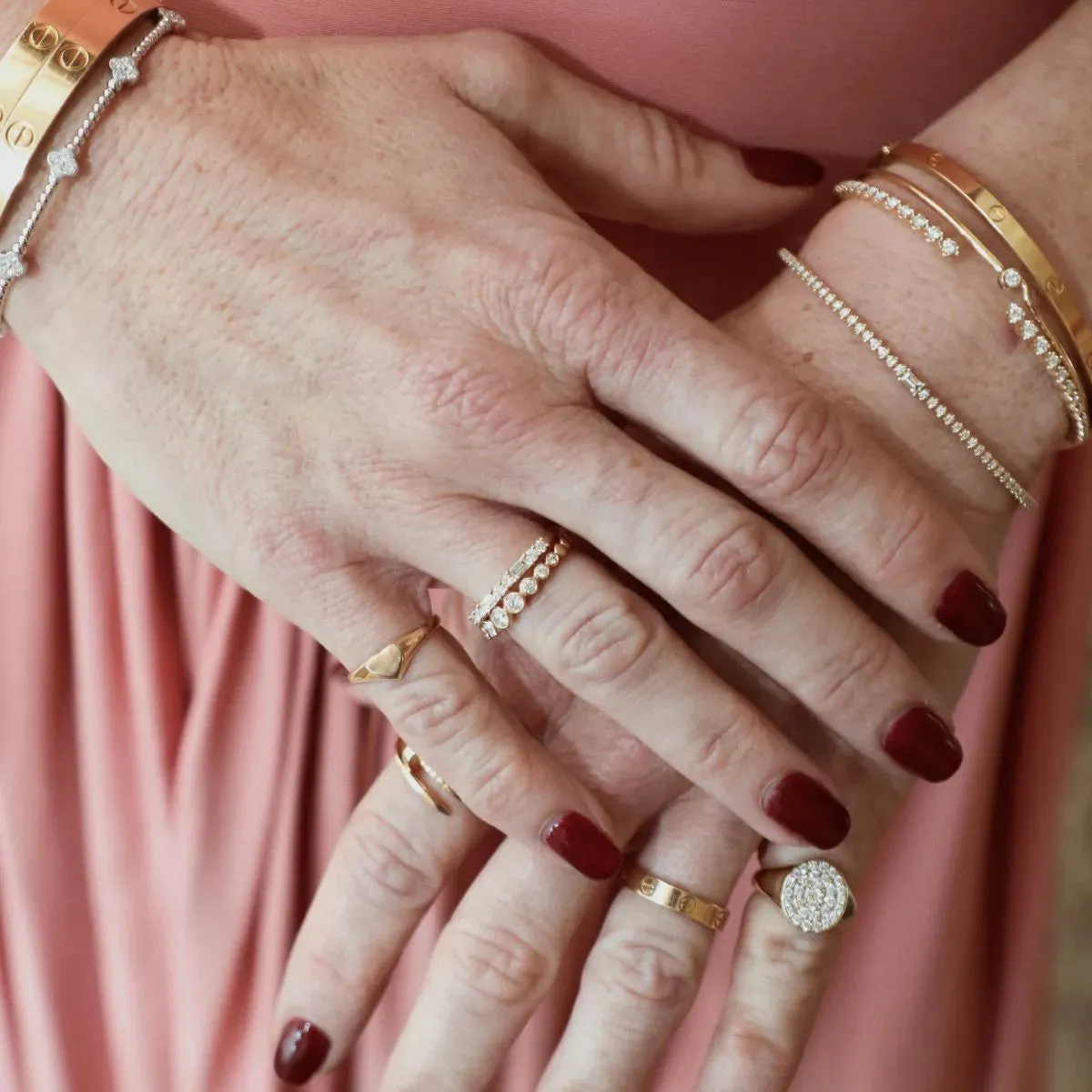 Baguette and Round Diamond Flexible Bangle