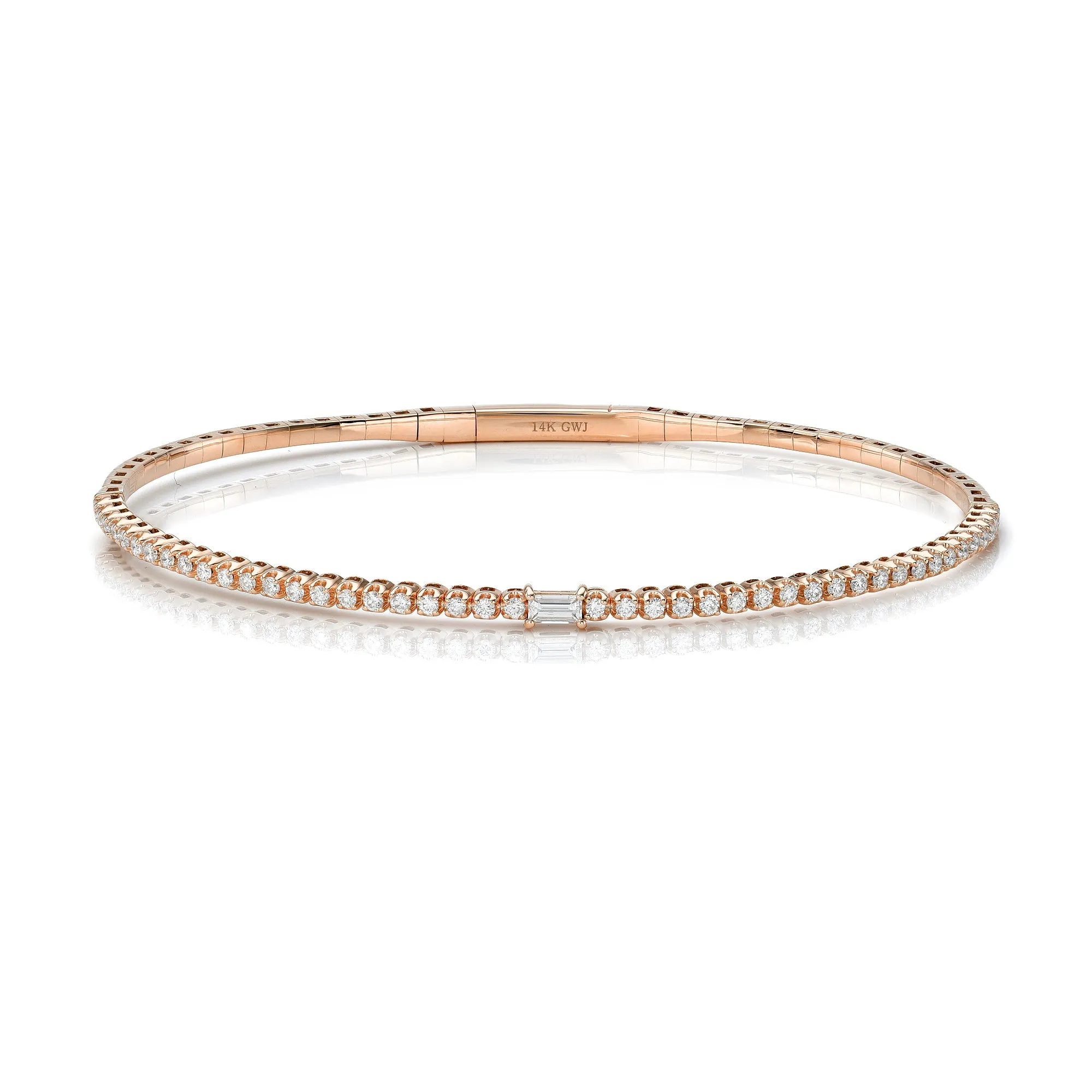 Baguette and Round Diamond Flexible Bangle