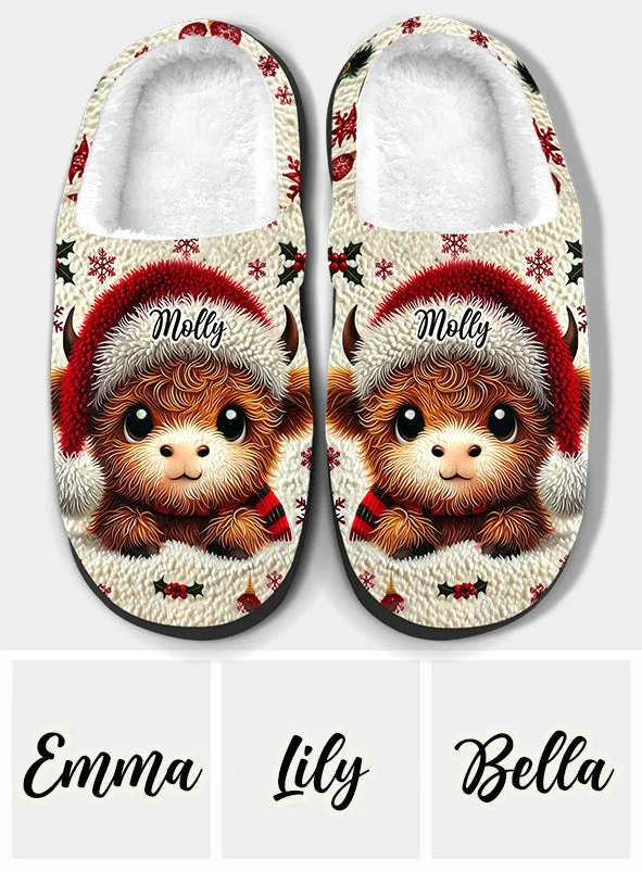 Beautiful Baby Highland Cow - Personalized Slippers