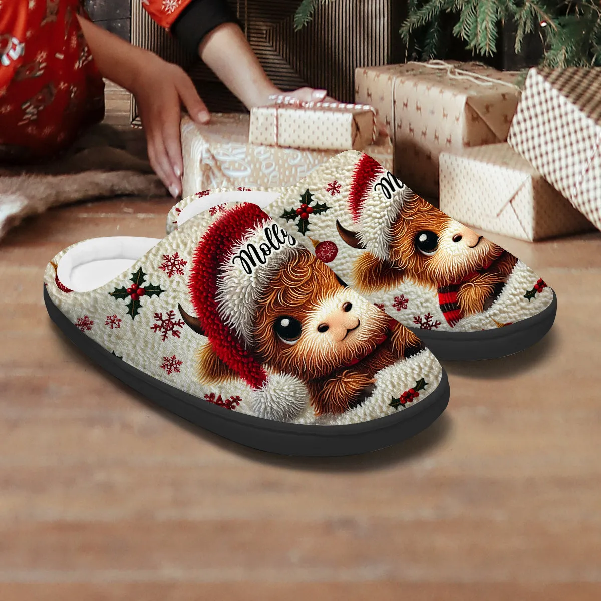 Beautiful Baby Highland Cow - Personalized Slippers