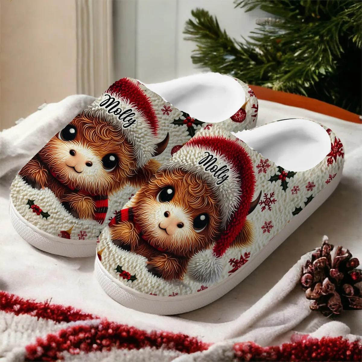 Beautiful Baby Highland Cow - Personalized Slippers