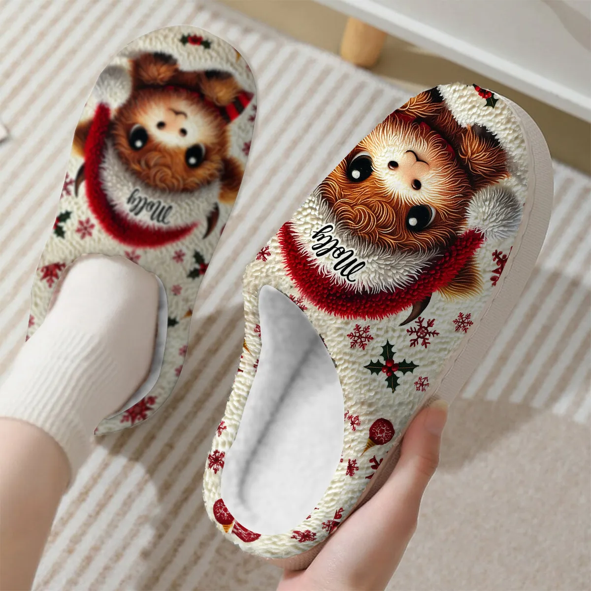 Beautiful Baby Highland Cow - Personalized Slippers