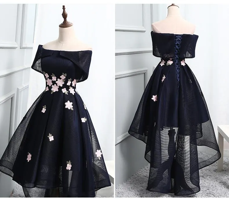 Beautiful Navy BlueHomecoming Dress, Chic Asymmetrical Short Prom Dress