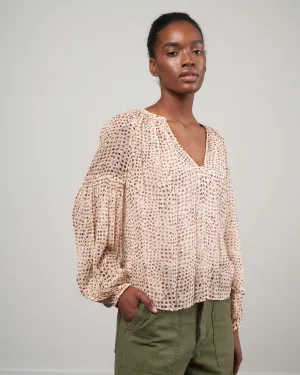 bellita blouse - leopard ikat dot lid