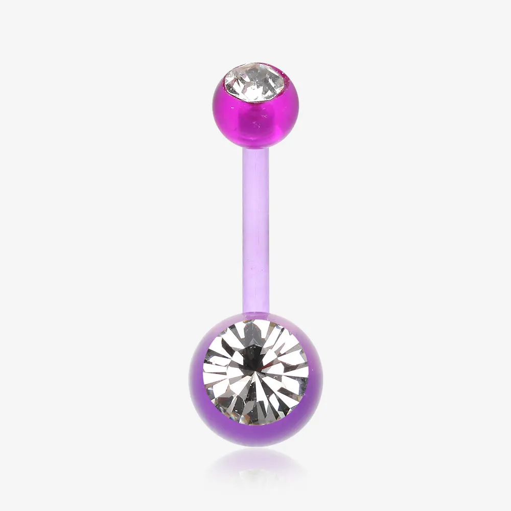Bio Flexible Shaft Gem Ball Acrylic Belly Button Ring