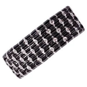 Black Ceramic, 18k White Gold and Diamond Flexible Cuff