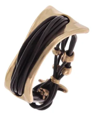 Boho Gold and Leather Wrap Bracelet