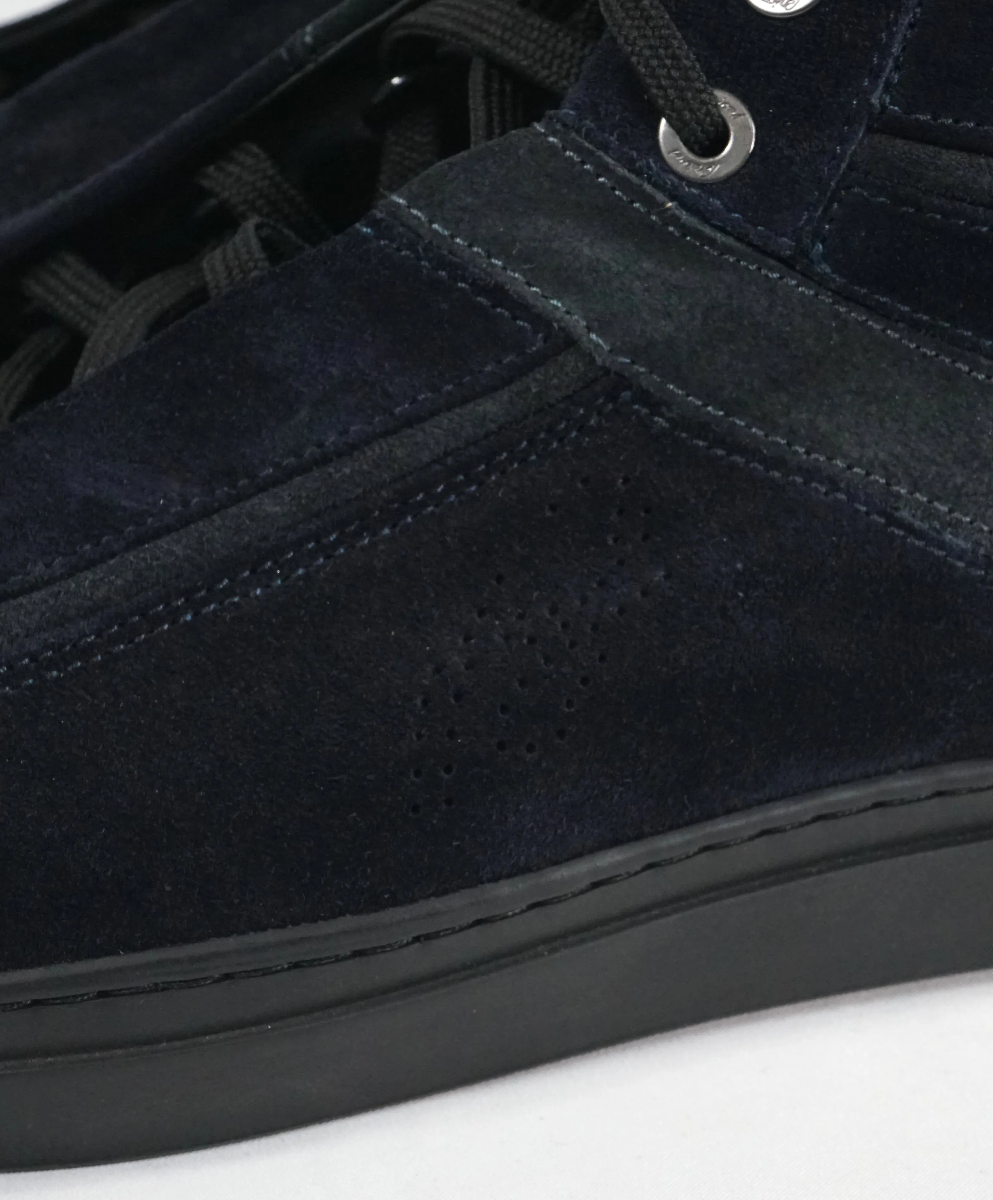 BRIONI - Blue & Gray High Top Suede Sneakers W Logo - 10.5