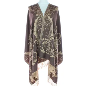 Brown Floral Pashmina