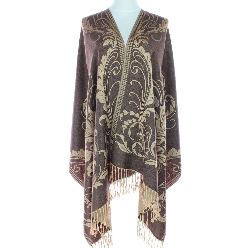 Brown Floral Pashmina