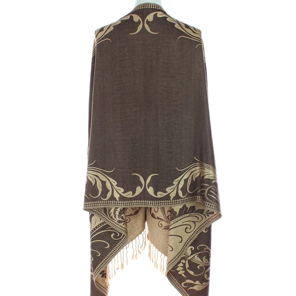 Brown Floral Pashmina