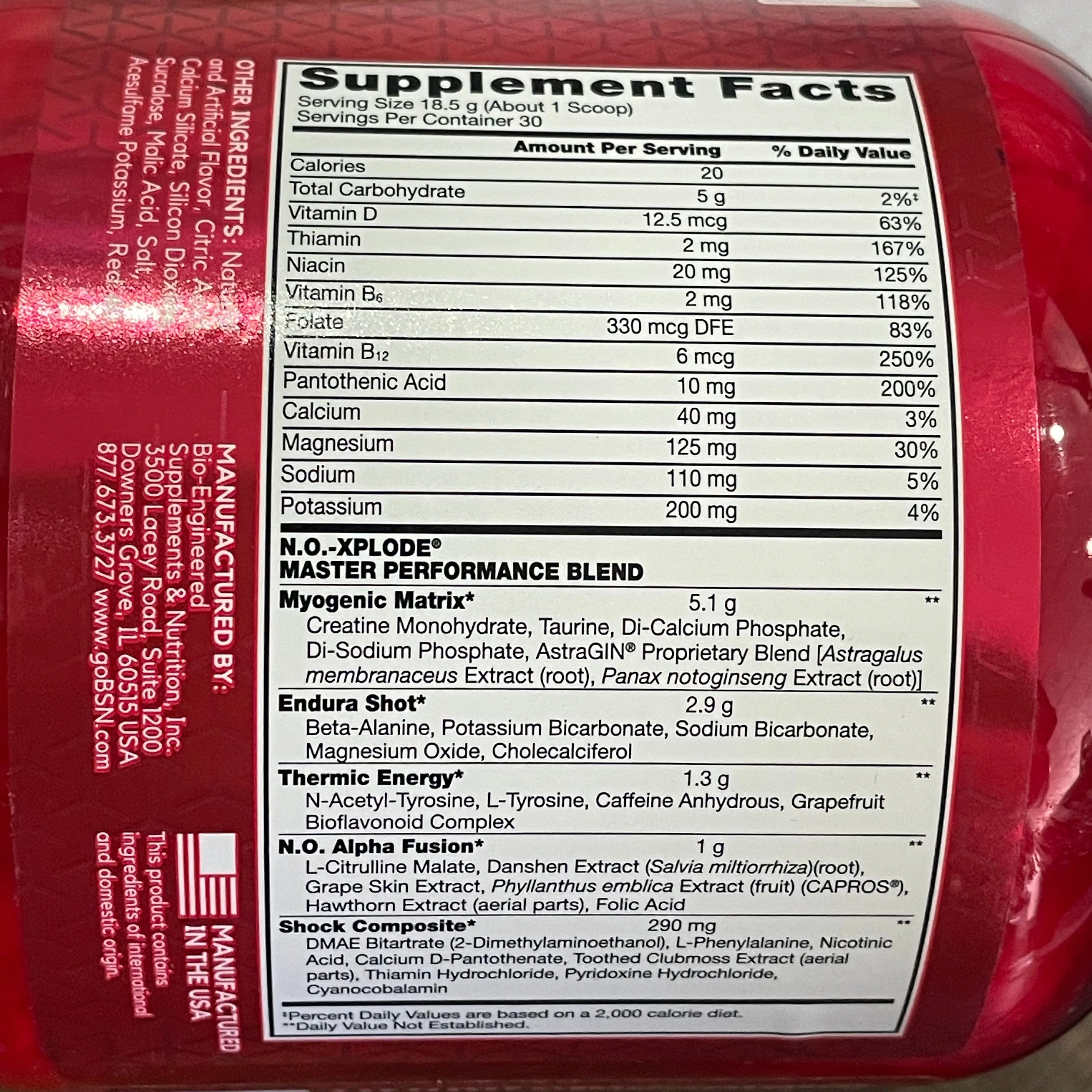 BSN, N.O.-Xplode Legendary Pre-Workout 1.22 lb (555 g) Fruit Punch Exp 28 Feb 2026