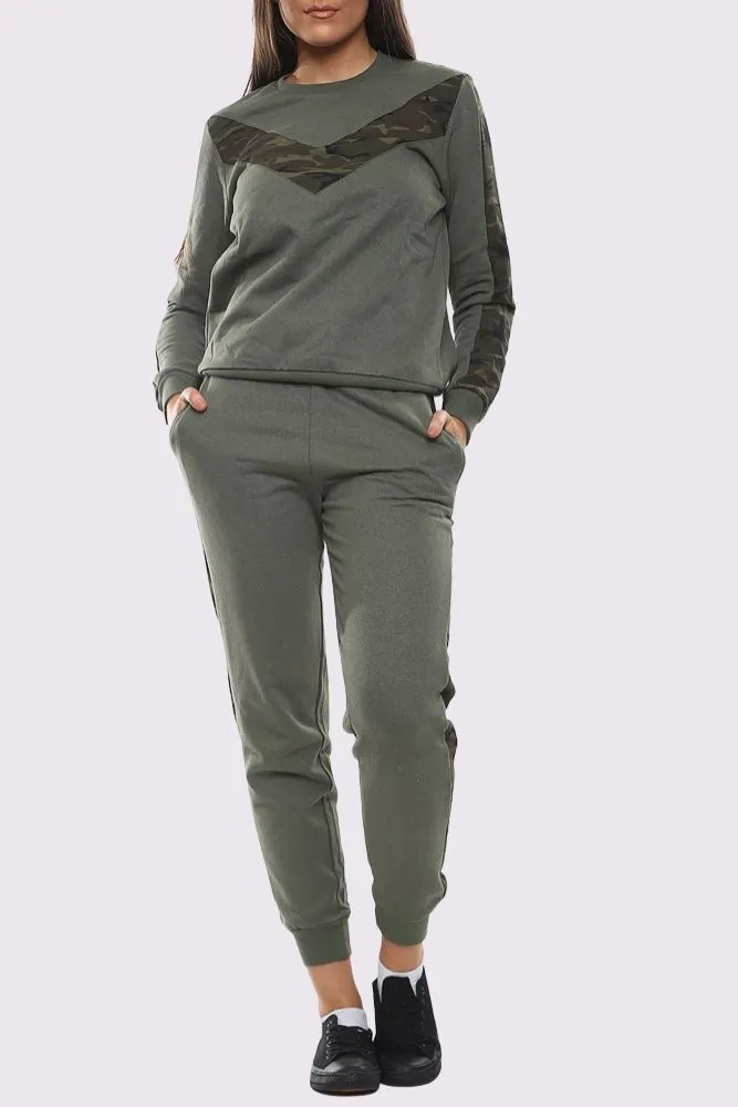 Camouflage Print Side Panel Loungewear