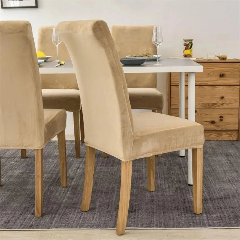 Capa Deluxe Para Cadeira de Jantar em Suede Bege