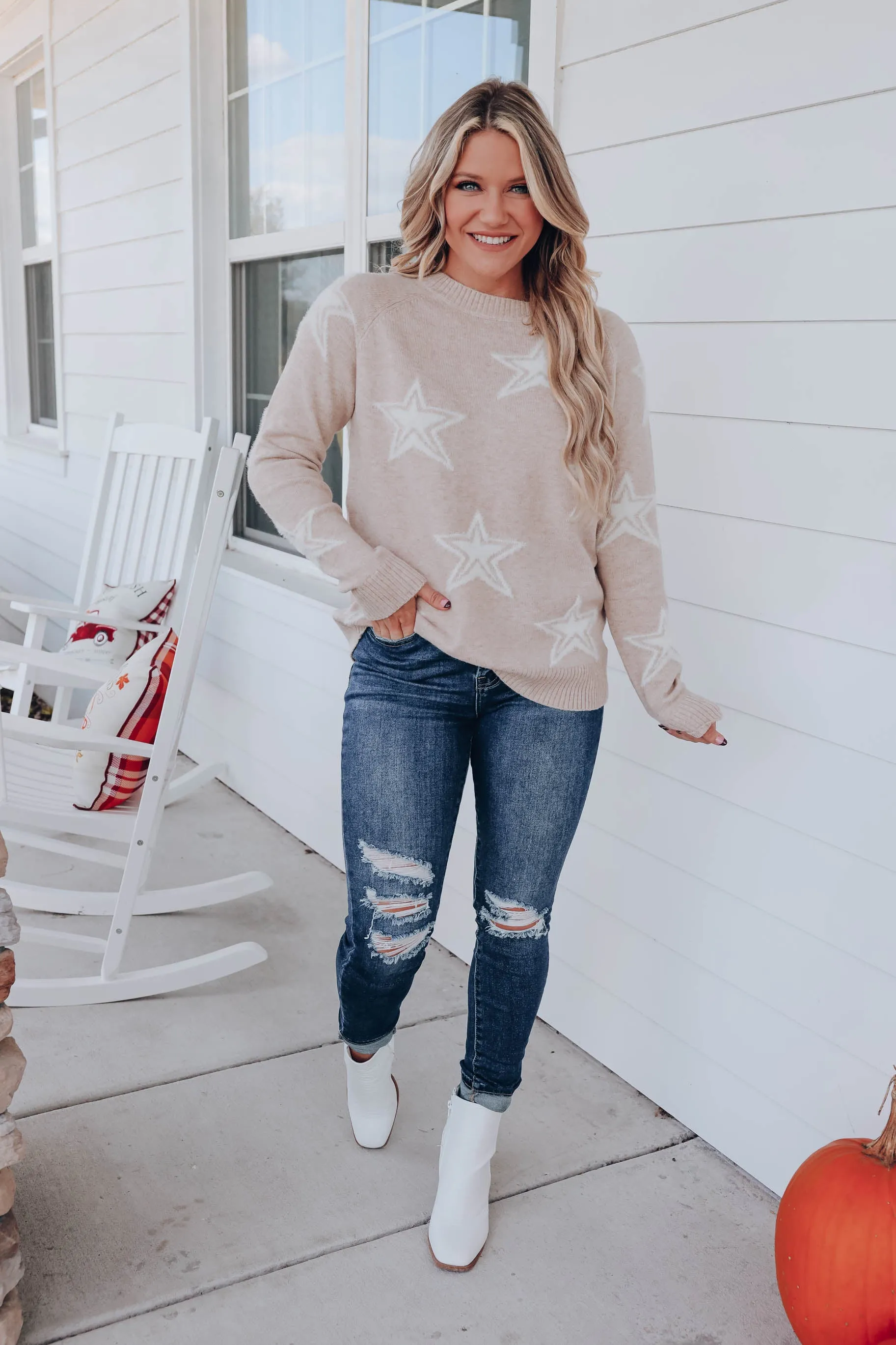 Charm The Stars Sweater - Taupe