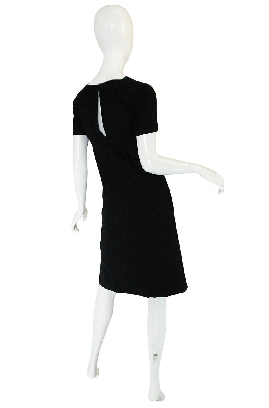 Chic 1960s Courreges Paris Black Shift Dress