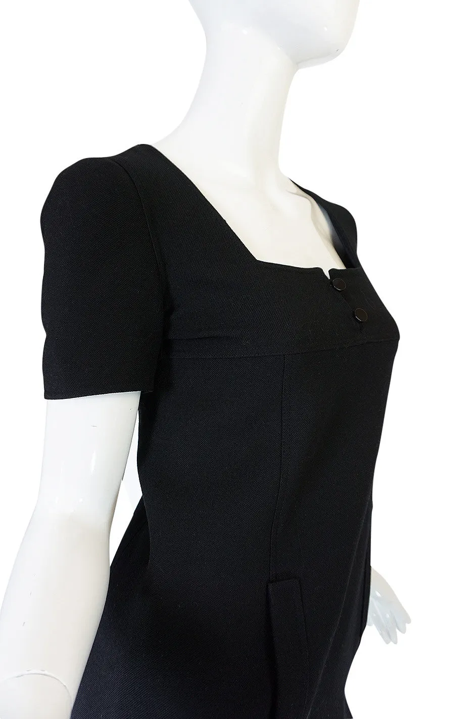 Chic 1960s Courreges Paris Black Shift Dress