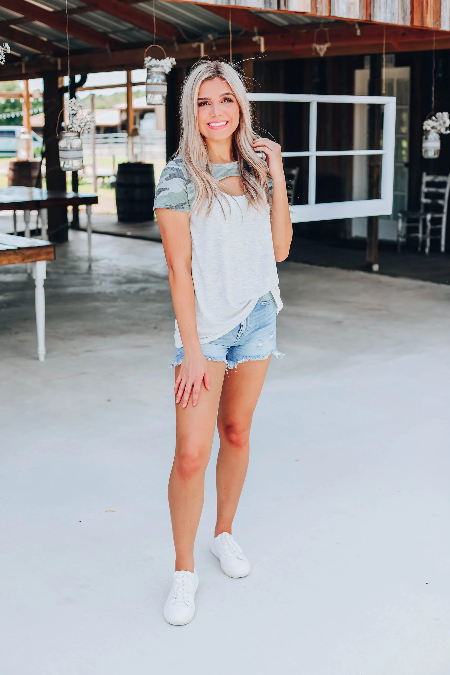 Chic Camo Cut-Out Top
