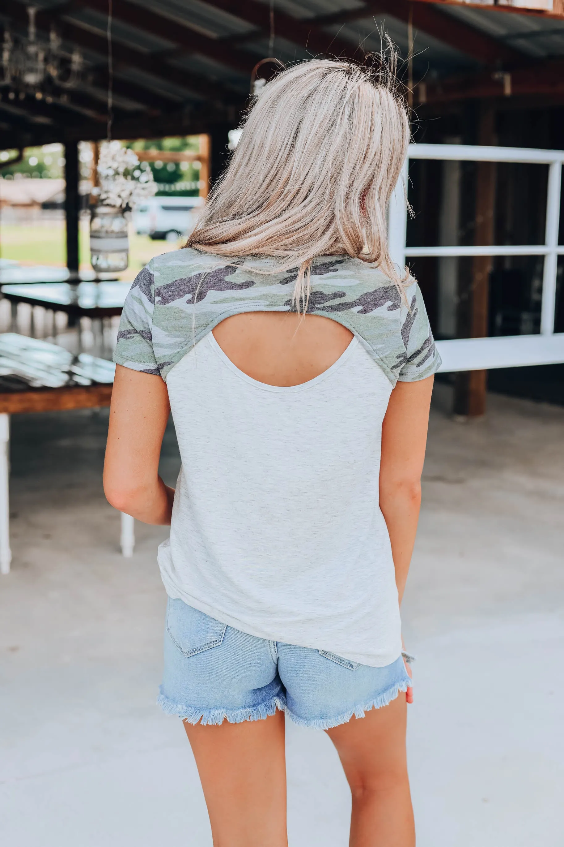 Chic Camo Cut-Out Top